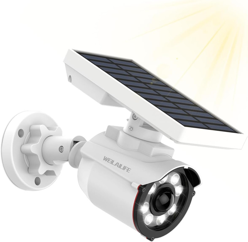 Solar Motion Sensor Simulated Cameras Outdoor Wireless Security Floodlight Fake