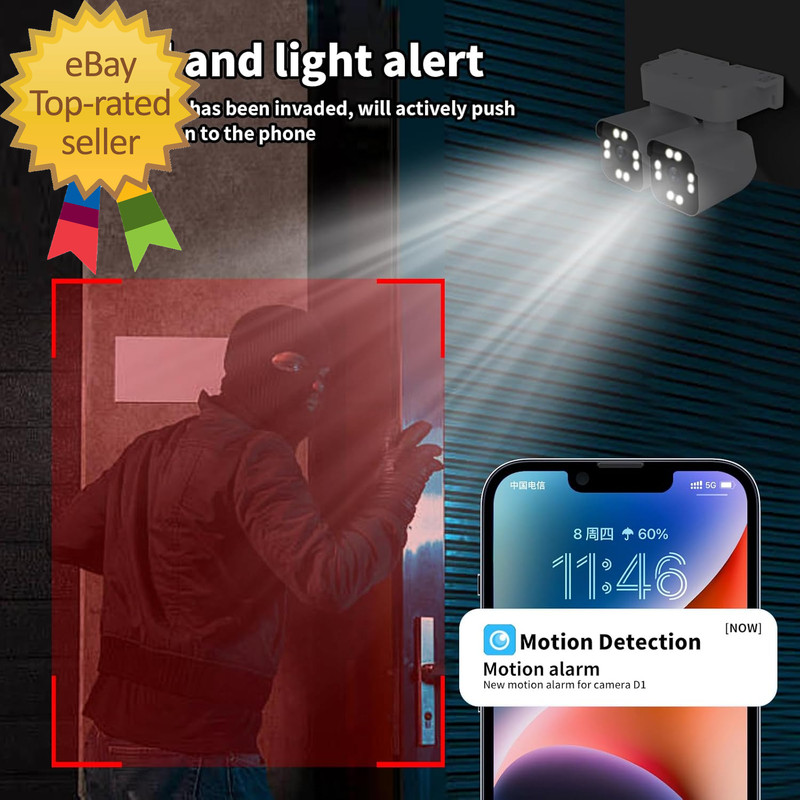 Dual Lens Outdoor Cameras 2.5K/5MP House Cameras Wired Plug-In | Wireless Wifi C gallery