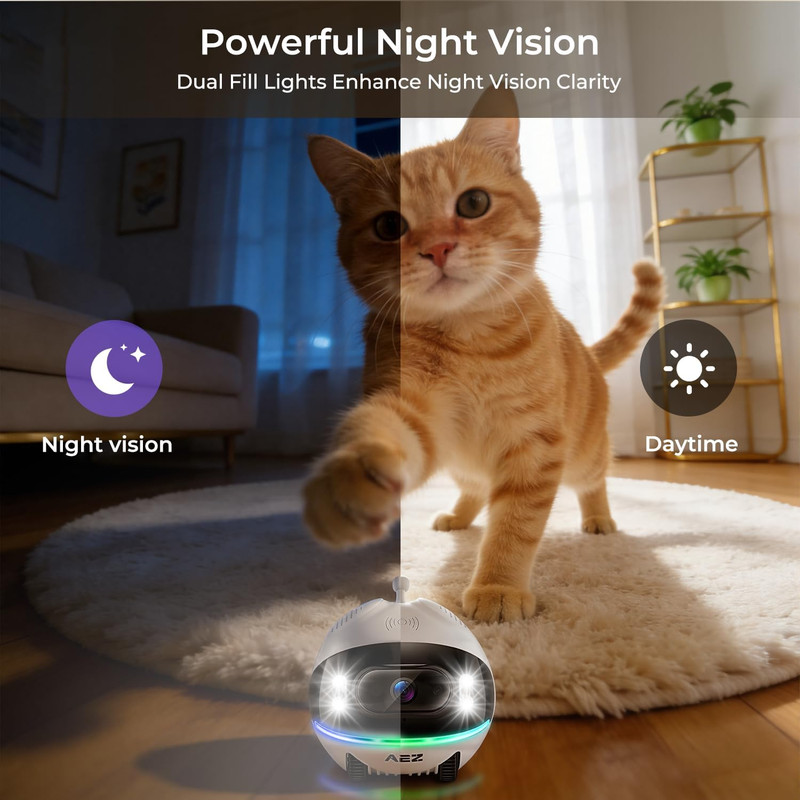 Robot Camera on Wheels 1080P Dual Lens,Indoor Movable Security Camera with 2-Way gallery