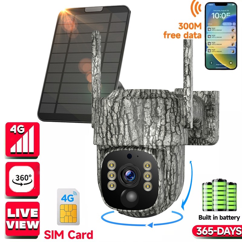 🔥Voopeak Cellular Trail 4G Solar Camera Live Streaming 7800mAh Battery Security