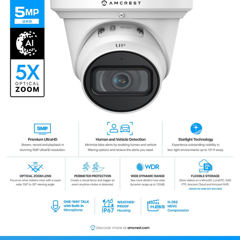 5MP Optical Zoom AI IP Poe Camera, Varifocal Outdoor IP POE Camera Turret, Human gallery