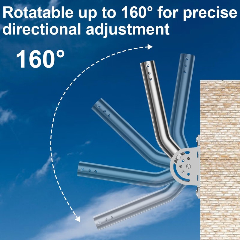 430 Stainless Steel Heavy Duty Antenna Pole Mount, 13''-160° Adjustable Three... gallery