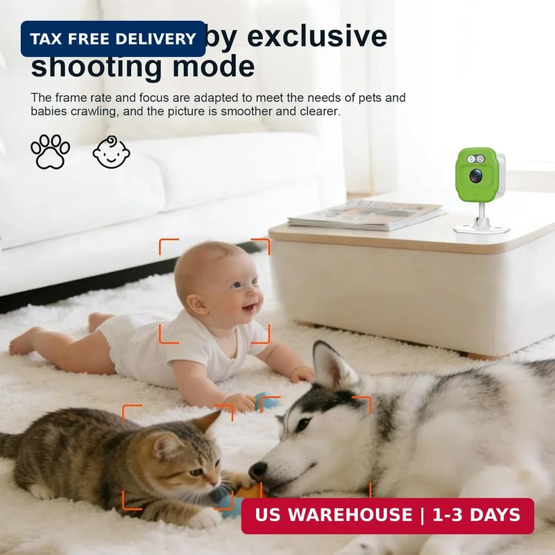 2Pcs 1080P WiFi Security Cameras, Baby Monitor Indoor Security Camera, Cat&Dog C gallery