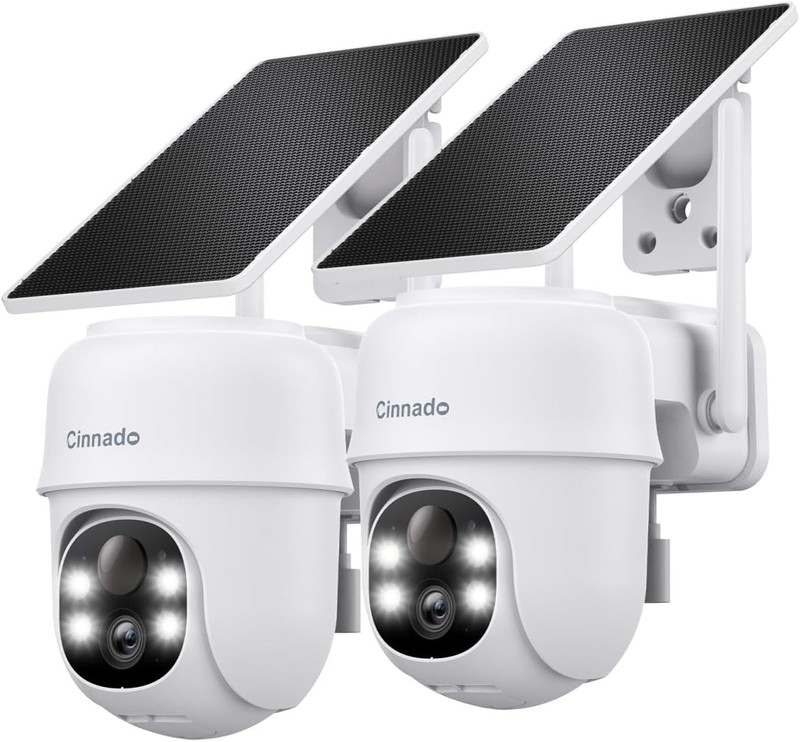 2K Home Security Cameras 2.4G WiFi Outdoor Solar Battery 2pk