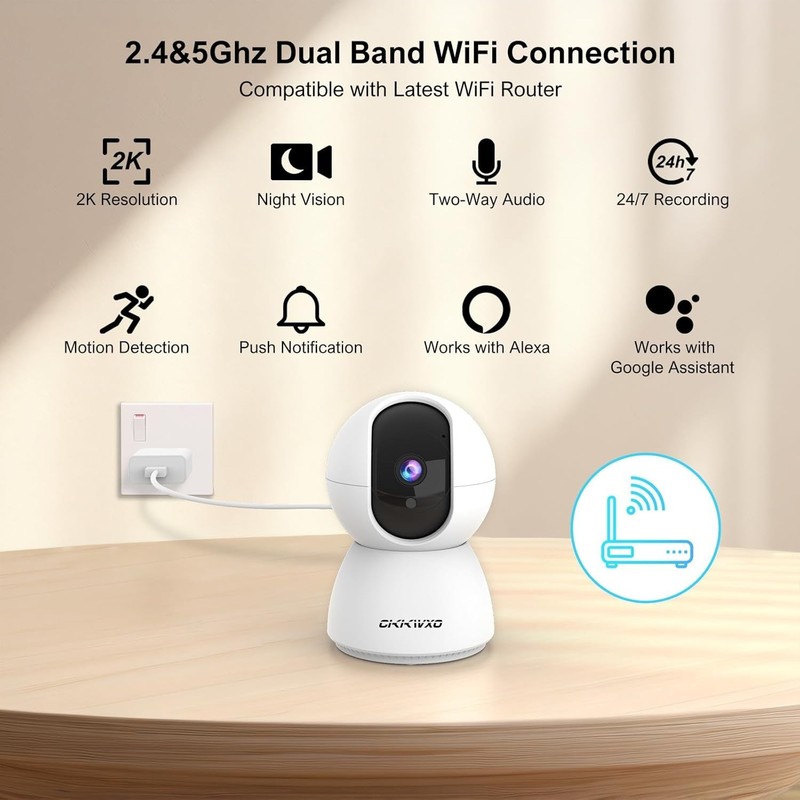 355° Pan&Tilt Indoor Security Camera - 2K Baby Monitor with Night Vision gallery
