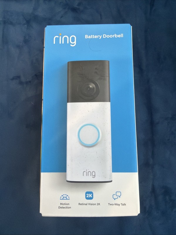 Ring Battery Doorbell newest model Retinal 2K wide-angle video Speckled White