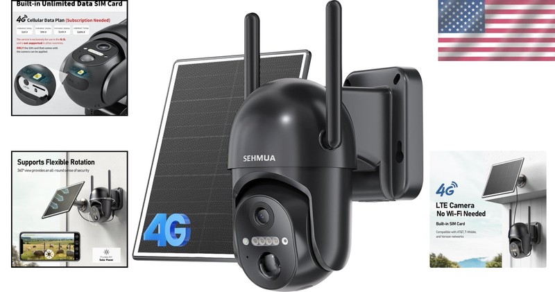 Wireless 4G LTE Solar Security Camera - 360° Color Night Vision & Two-Way Talk gallery