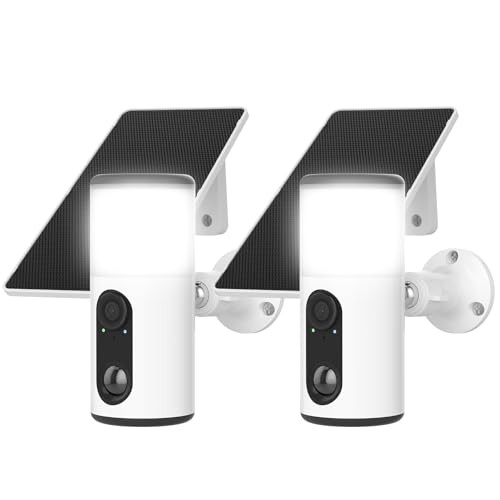 Floodlight Camera with Solar Panel, 4MP Battery Powered Security Cameras 2 Pack gallery