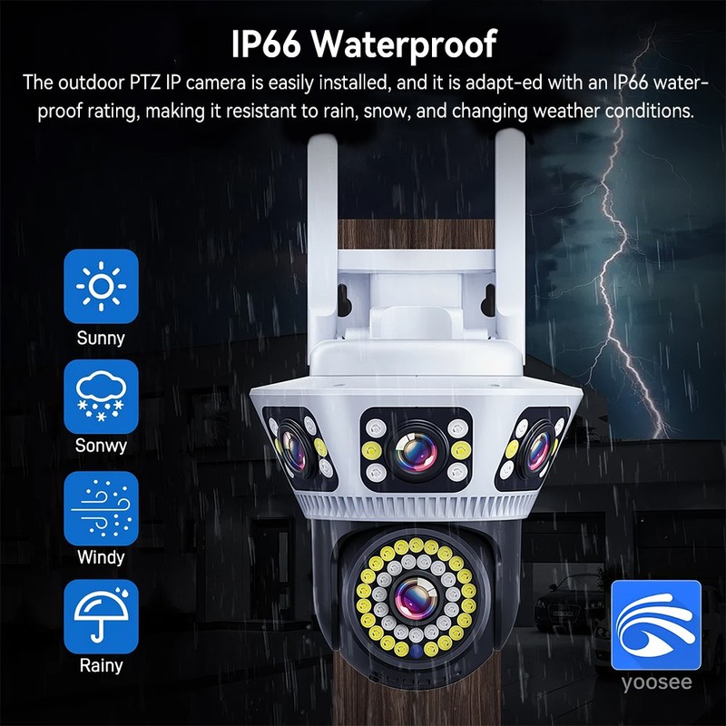 6MP 3 Lens WiFi Surveillance Security Camera Outdoor PTZ with Free 64G SD Card gallery