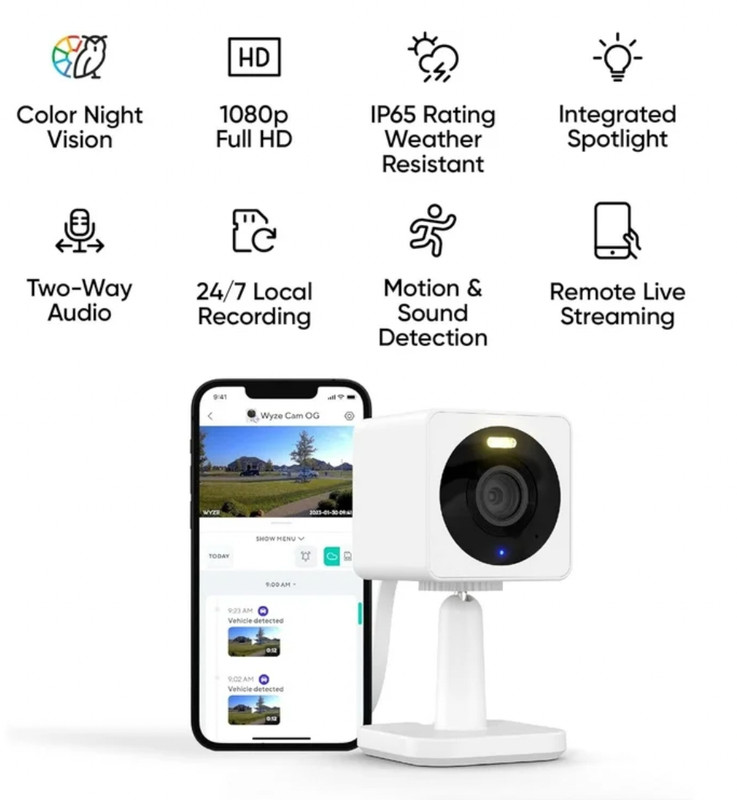 Wyze Cam OG Indoor/Outdoor 1080p Wi-Fi Smart Home Security Camera with Micro SD gallery