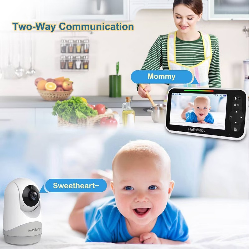 HelloBaby 5" Video Baby Monitor with Remote Pan-Tilt-Zoon (HB6251) - White gallery