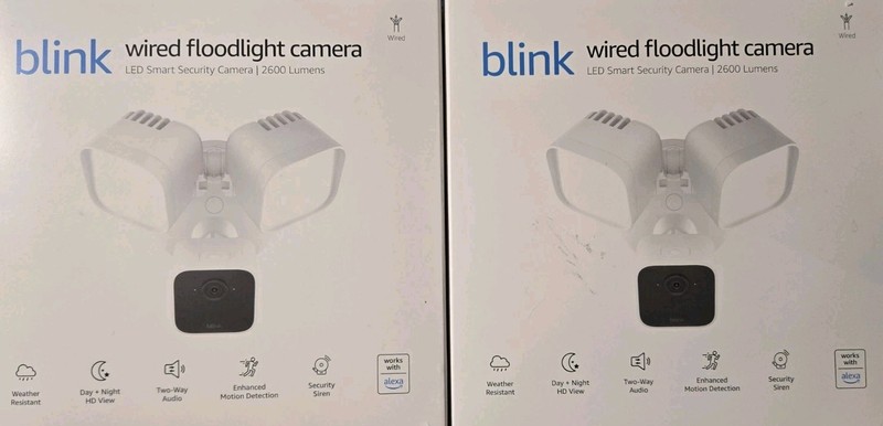 2 New Lot Blink Wired Floodlight Camera LED Smart Security Camera 2600 Lumens gallery