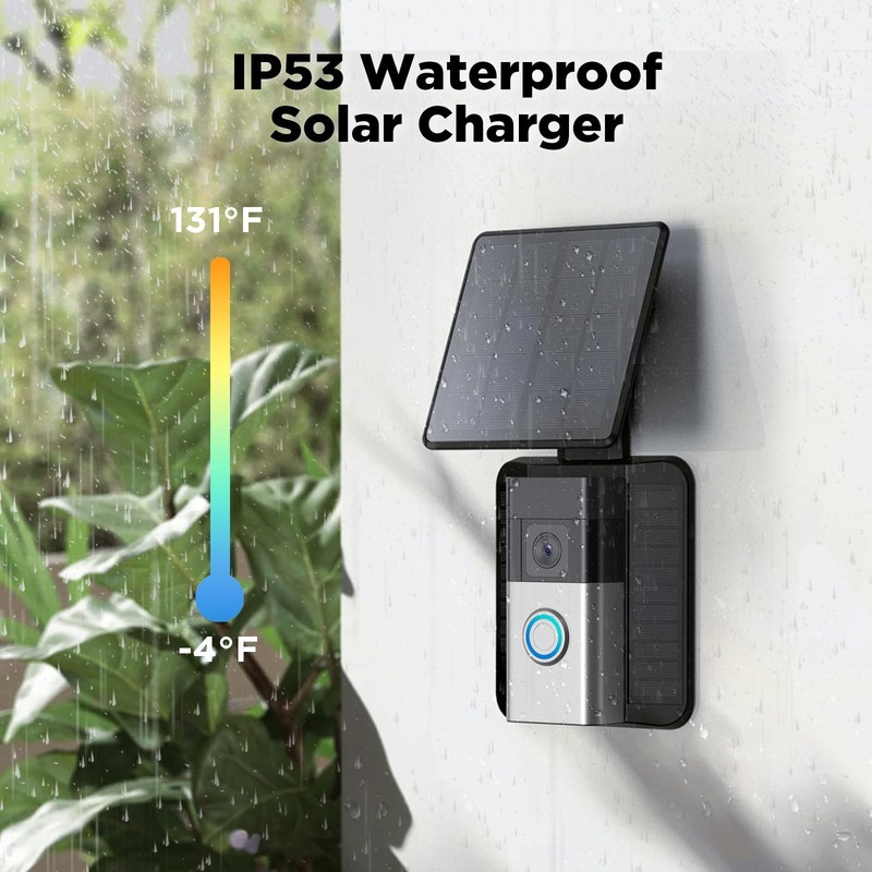 QIBOX Solar Charger Only Compatible with Battery Doorbell (USB-C Port) Black gallery