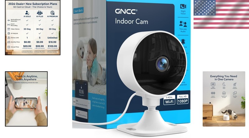 All-in-One Indoor Camera - 1080P with Motion Alerts & Night Vision for Security gallery