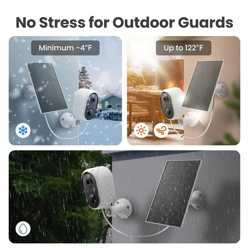 Solar Security Camera Outdoor Wireless, 2K Color Night Vision, Battery Powere... gallery