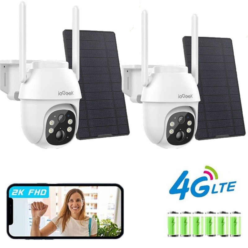 ieGeek 4G LTE Solar Security Camera Wireless Outdoor 2K HD Battery Powered, CCTV