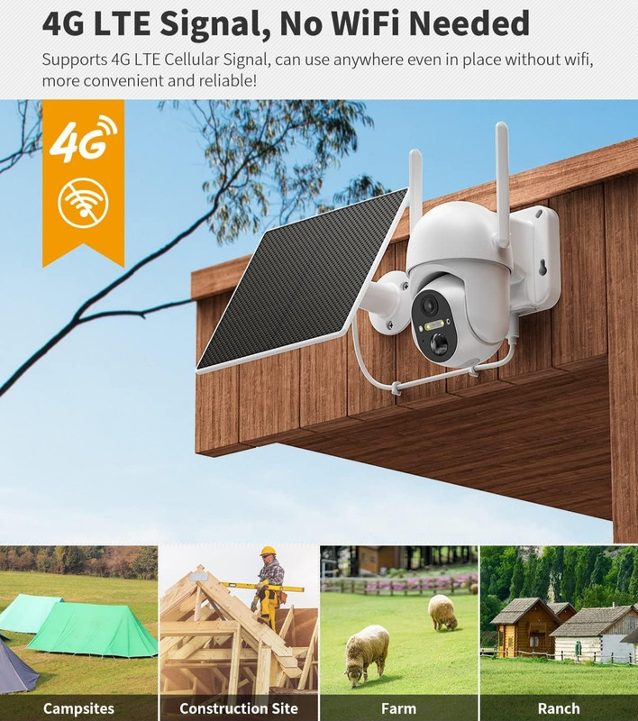 Ebitcam 4G LTE Cellular Security Camera with Solar Panel + SIM Card - Outdoor gallery