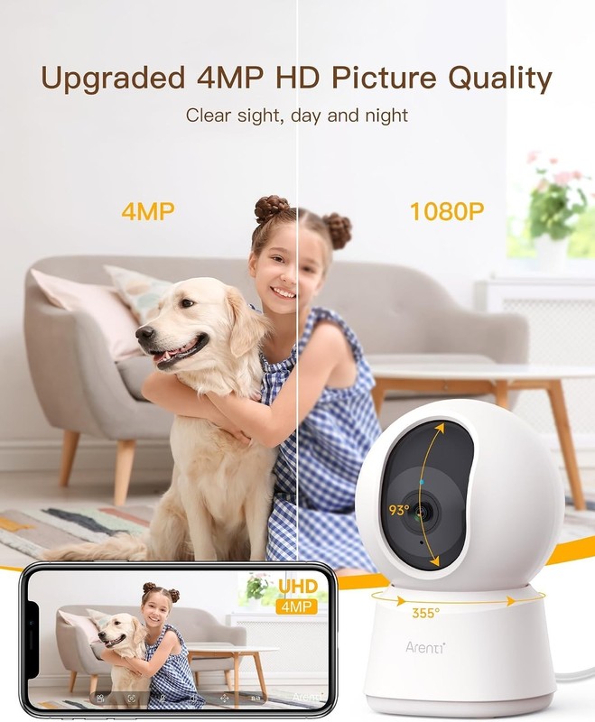 4MP Pet Camera P2Q, 5G WiFi 6 Indoor Security Camera, Free Phone App | Pan/Ti... gallery