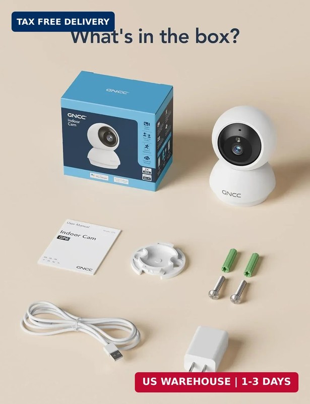 GNCC 2K WiFi Cameras for Home Security, Security Camera Indoor, Baby/Pet Camera gallery