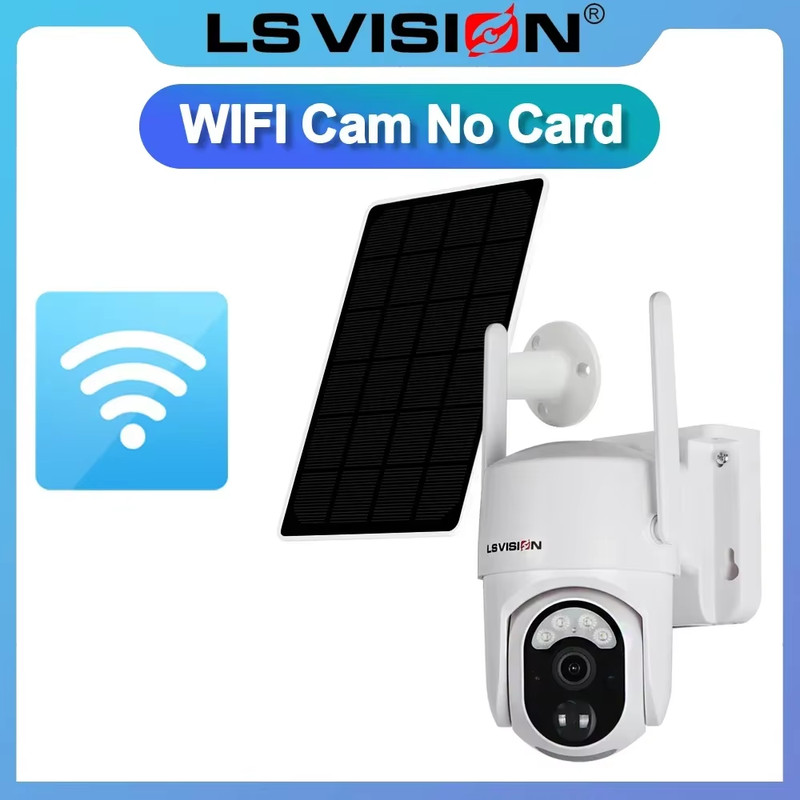 LS VISION 4MP Solar Wireless Security Camera Outdoor Solar Monitor Camera Night