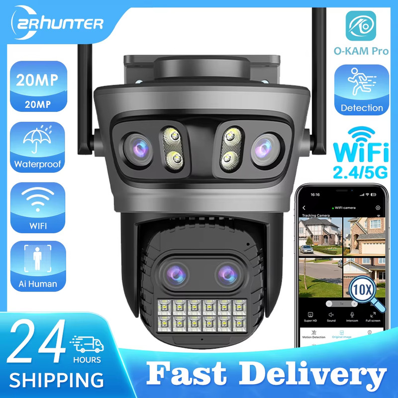 20MP Wifi Camera 360° View 10X Zoom AI Tracking Outdoor IP Security Camera