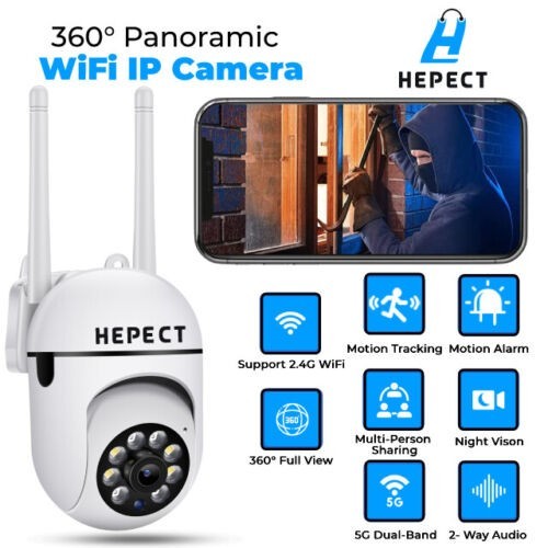 1080P Smart Wireless WiFi Security Camera PTZ 355° Night Vision Indoor Outdoor
