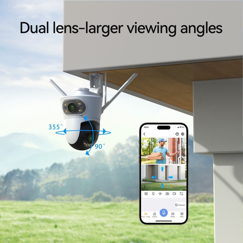 Security Camera Dual Lens Zoom WiFi 360° PTZ Waterproof for Courtyard for Home gallery
