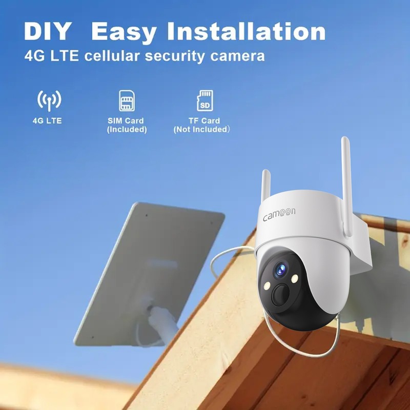 4G LTE Cellular Security Camera PTZ No WiFi Solar Outdoor Night Vision +SIM Card gallery