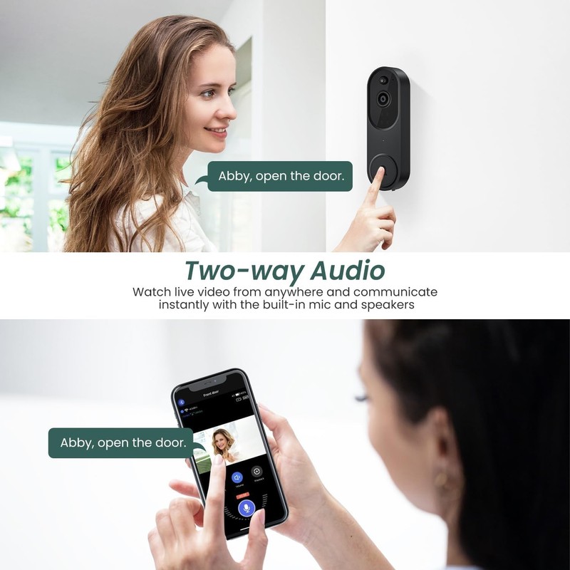1080p Video Doorbell Camera Wireless with Chime, AI Human Detection, 2-Way Audio gallery