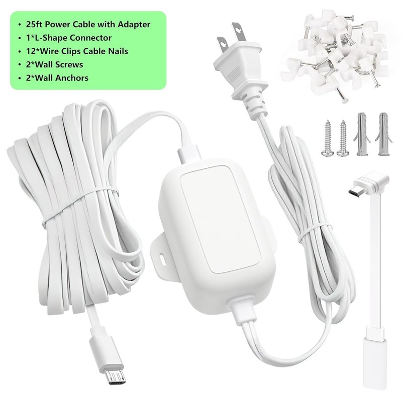 25FT Outdoor Power Adapter for WYZE Cam V4 V3 Glove Micro USB Extension Water... gallery
