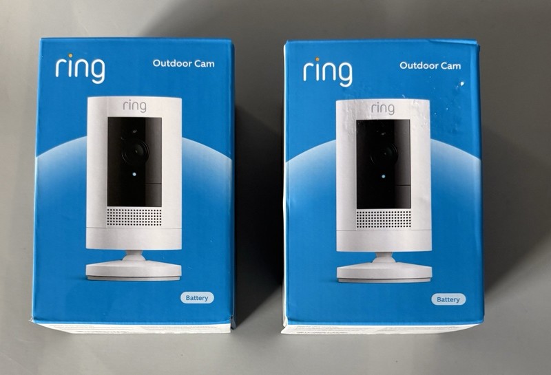 Lot of 2 Ring Outdoor Cam (Stick Up Camera) Battery Operated White — New Sealed