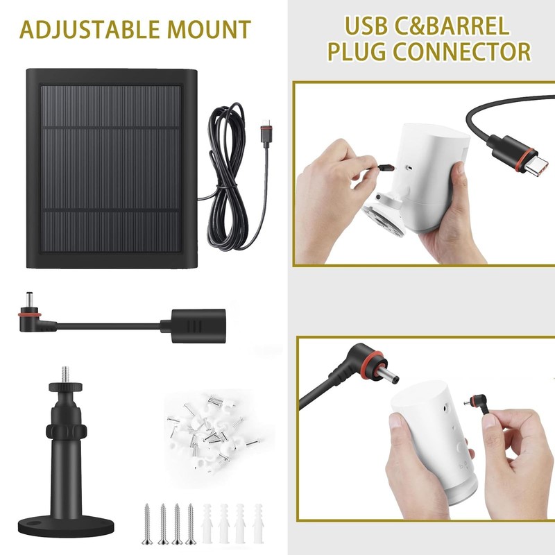 3 Pack Solar Panel for Wireless Security Cameras - Waterproof, Dustproof, 10FT C gallery