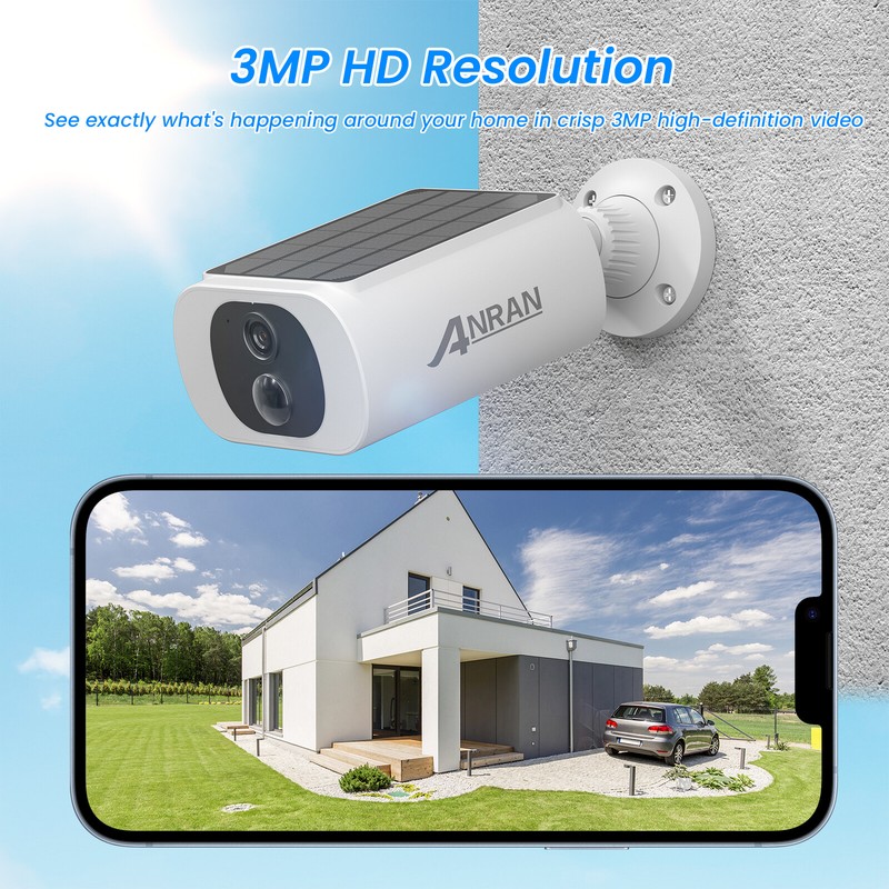 ANRAN 2K Solar 3MP Security Camera Wireless WIFI CCTV Smart Home Outdoor Cam gallery