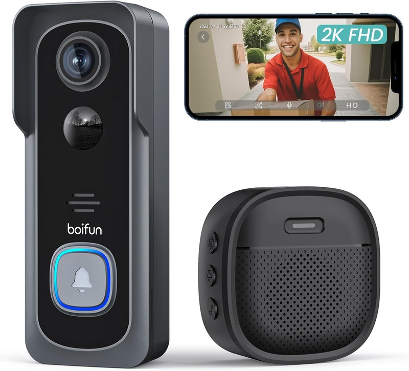 Timbre camara inalambrico 2k hd 166wifi 24ghz vision nocturna audio bidirecciona