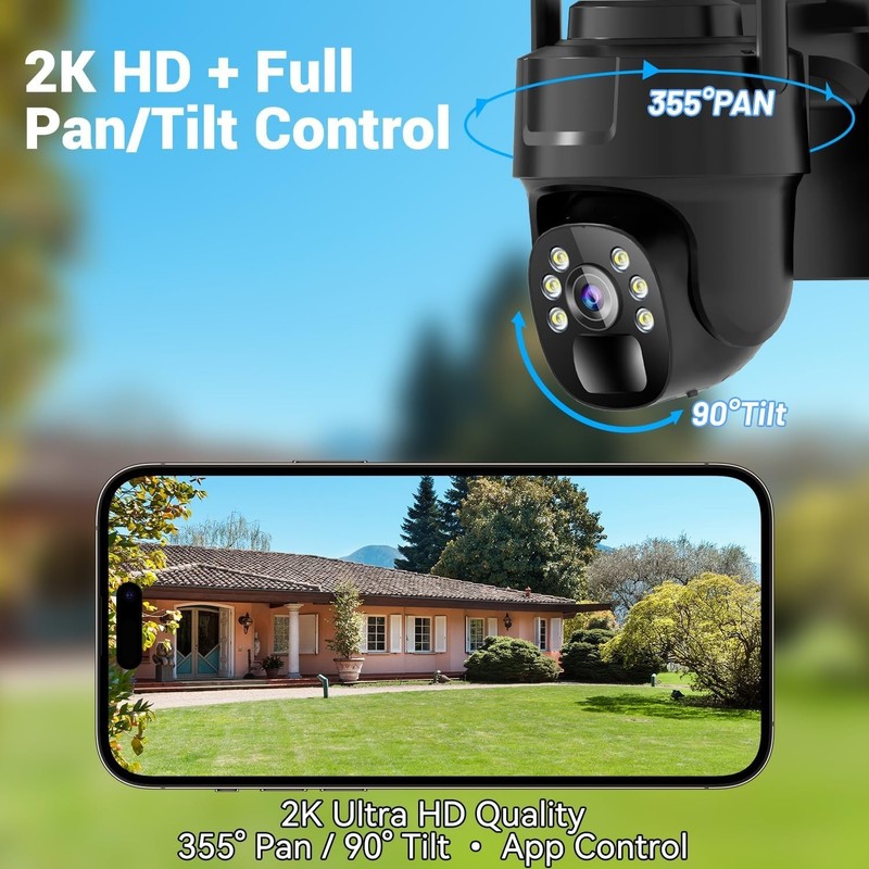 Waterproof 4G LTE Security Camera - 2K HD View, Pan & Tilt, Two-Way Audio gallery