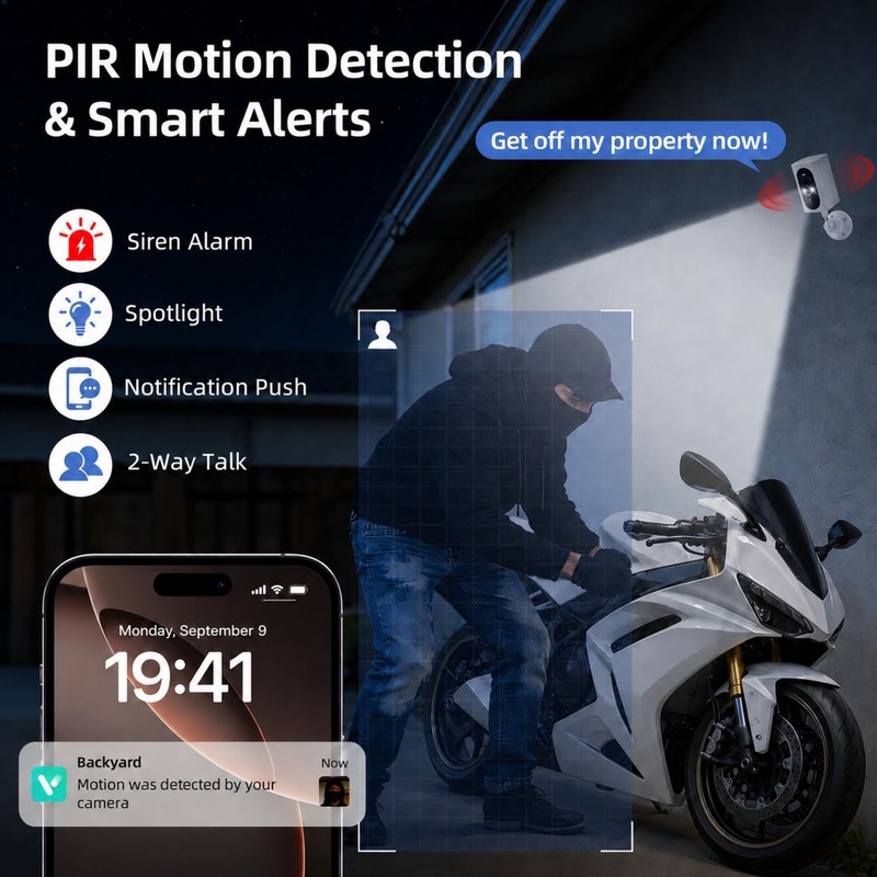 2K Security Cameras Wireless Outdoor, 355° Pan Rotate, Battery Powered, Color... gallery