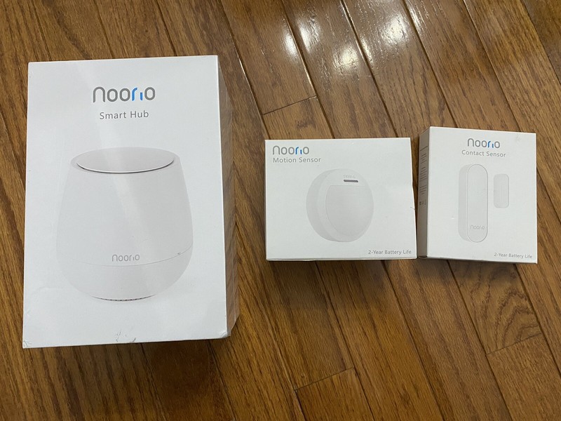 Set of 3 Hoorio Sensor Alarm Outdoor Indoor (2 pack) and Hub Compatible (1 pack)