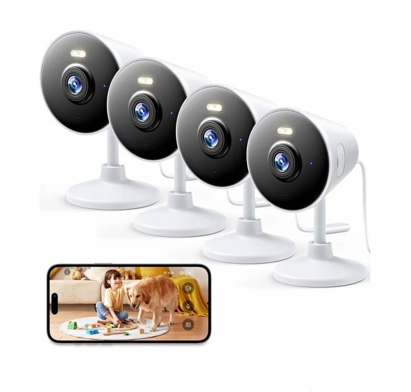 Rocktone Wireless Wi-Fi IP Indoor Surveillance Camera 4-Pack, Color White/Black