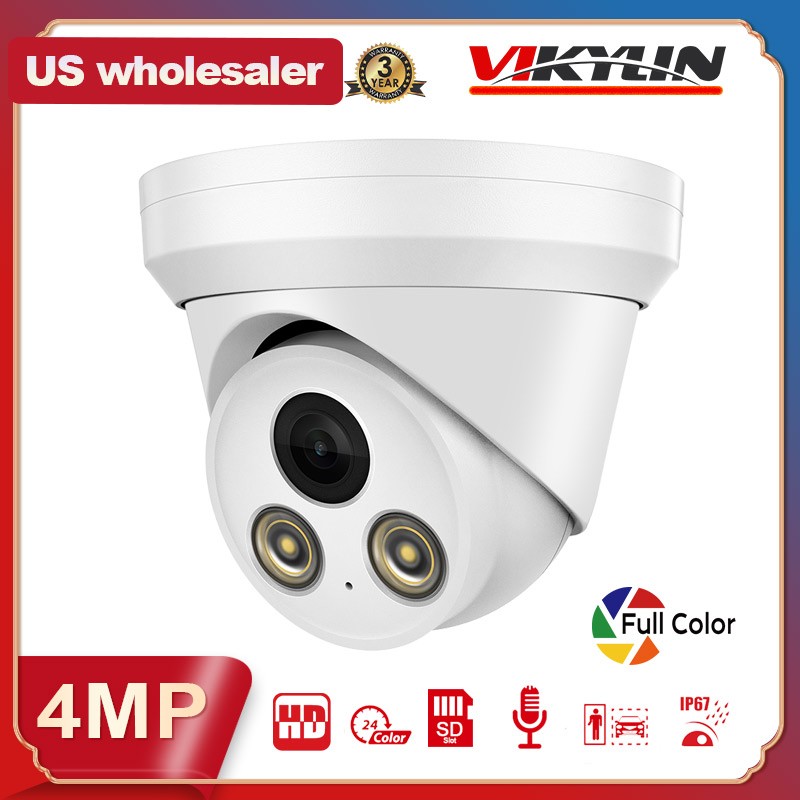 Vikylin Full Color 4MP POE IP Camera Audio Home Outdoor Indoor Wired Onvif NDAA