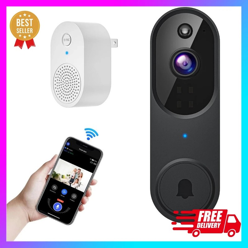 Video Doorbell 1080p HD Camera WI-FI Night Vision Motion Detection Wireless NEW*