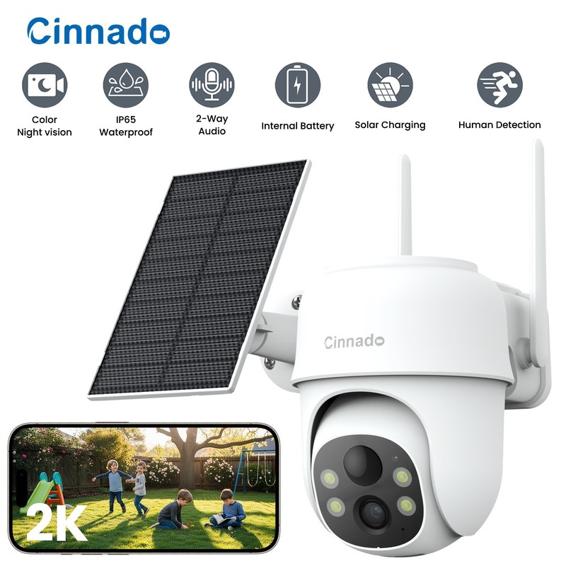Wireless 3MP Solar Battery Powered Security Camera WiFi IP Outdoor Ai Detection