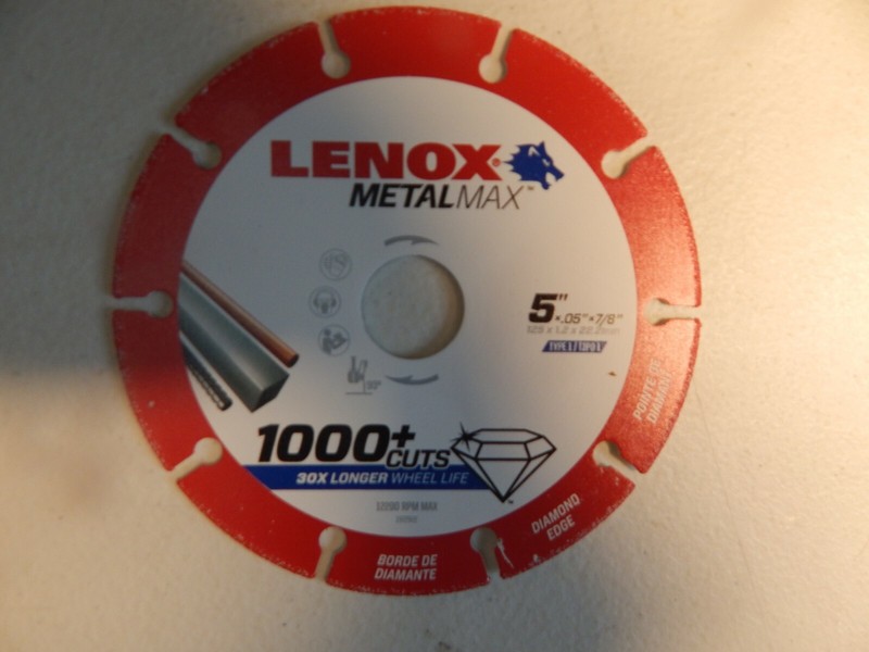 BRAND NEW LENOX METAL MAX 5″ 125MM BLADE CUTTING WHEEL 1000+ CUTS PER BLADE