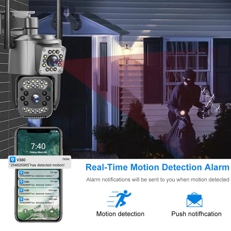 4MP Wireless Security Camera System Outdoor Home Dual Lens Wifi Night Vision Cam gallery