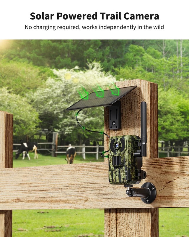 Solar Cellular Trail Camera 1440P 4G LTE Game Camera Hunting Camera 128G TF Card gallery