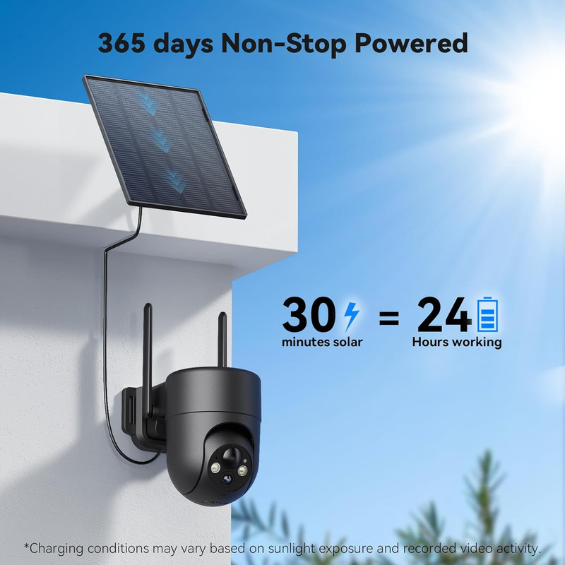 Solar Security Camera Wireless Outdoor, 2K Color Night Vision, 360°View Outdoor gallery
