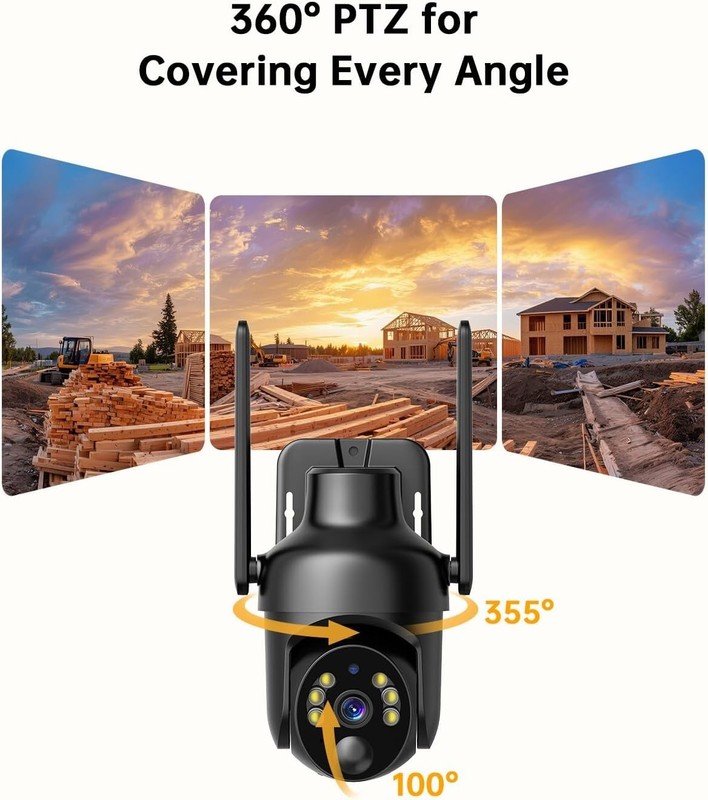 Tefrio No WiFi Security Camera with Built-in 4G LTE SIM Card, 360° Panoramic Vie gallery