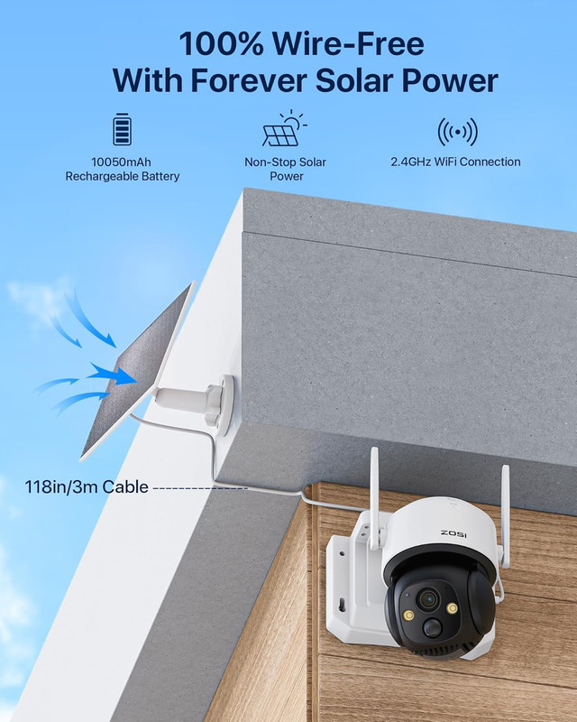 C291 4MP Solar Security Cameras Wireless Outdoor, 360° Pan Tilt Battery Cameras gallery