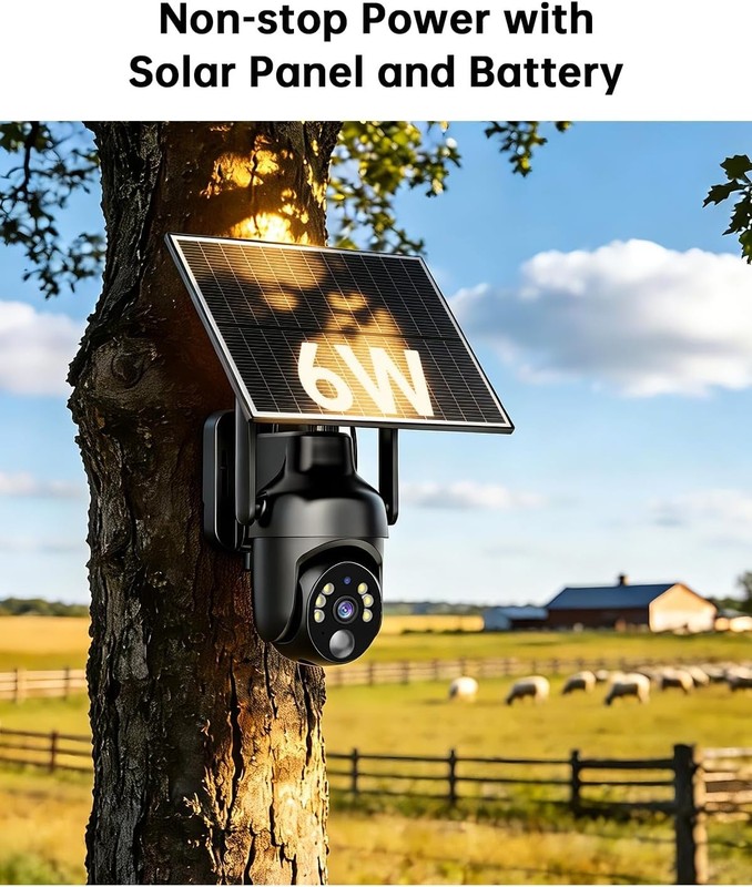 Tefrio No WiFi Security Camera with Built-in 4G LTE SIM Card, 360° Panoramic Vie gallery