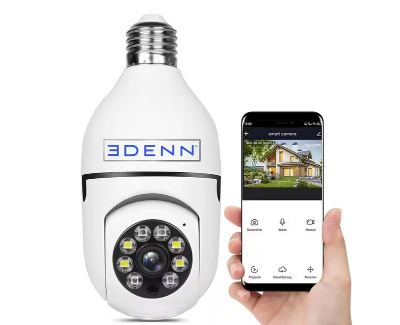 Wireless Light Bulb Indoor/Outdoor Dome WIFI Security 1080P & Smart Night Vision