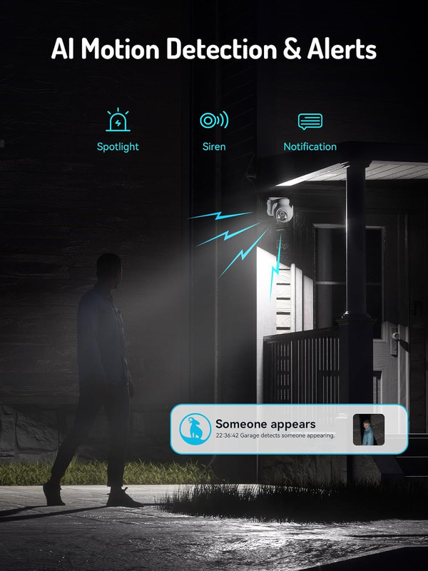 2K Wireless Solar Outdoor Security Cameras 360° PTZ with Night Vision, 2Pack gallery